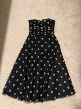 BCBGMaxAzria Strapless Black Dress with White Polka Dots